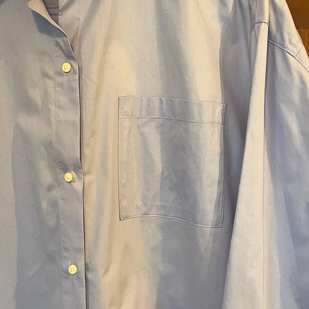 Old Navy Oversized Button- Down Cotton Boyfriend Shirt Oxford Blue Medium Tall - Picture 7 of 9